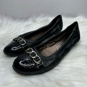 AGL Croc Cap Toe Chain Leather Ballet Flat 37.5
